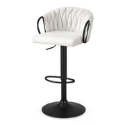 Artiss 1x Bar Stool Single Kitchen Dining Chair Counter Stool Woven Velvet Ivory BA-K-71096-BG