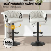 Artiss 1x Bar Stool Single Kitchen Dining Chair Counter Stool Woven Velvet Ivory BA-K-71096-BG