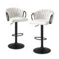 Artiss Bar Stool x2 Kitchen Dining Chair Counter Gaslift Woven Velvet Ivory BA-K-71096-BGX2