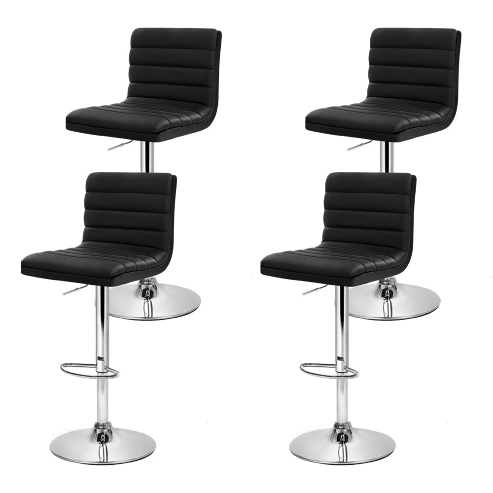 Artiss 4x Bar Stools Padded Leather Gas Lift Black BA-K-710N-BKX4