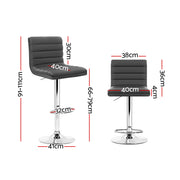 Artiss 2x Bar Stools Padded Leather Gas Lift Grey BA-K-710N-GYX2