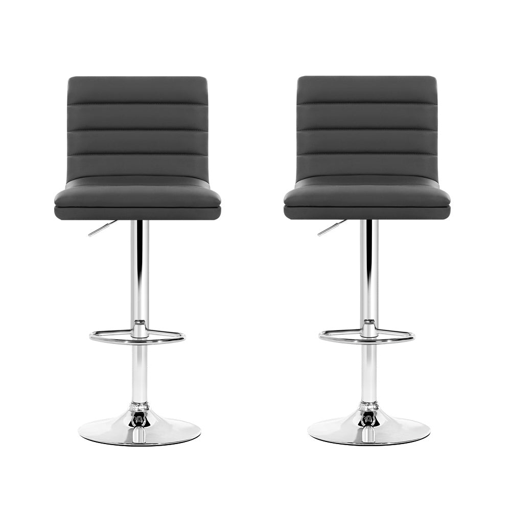 Artiss 2x Bar Stools Padded Leather Gas Lift Grey BA-K-710N-GYX2