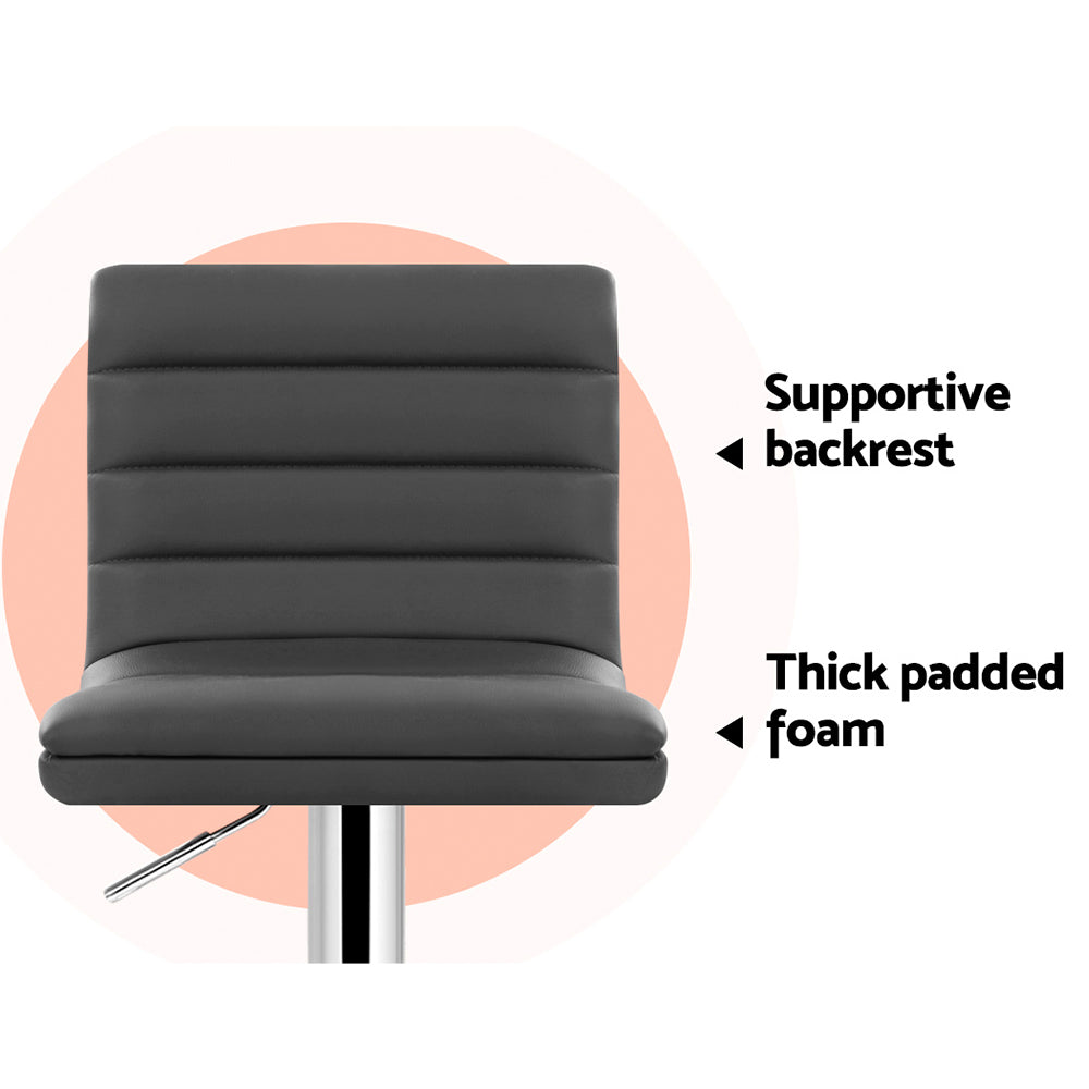 Artiss 2x Bar Stools Padded Leather Gas Lift Grey BA-K-710N-GYX2