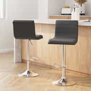 Artiss 2x Bar Stools Padded Leather Gas Lift Grey BA-K-710N-GYX2