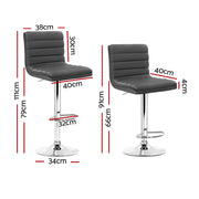 Artiss Set of 4 PU Leather Lined Pattern Bar Stools- Grey and Chrome BA-K-710N-GYX4