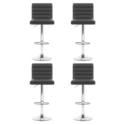 Artiss Set of 4 PU Leather Lined Pattern Bar Stools- Grey and Chrome BA-K-710N-GYX4