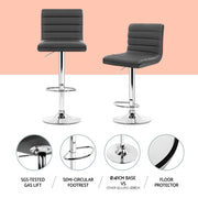 Artiss Set of 4 PU Leather Lined Pattern Bar Stools- Grey and Chrome BA-K-710N-GYX4