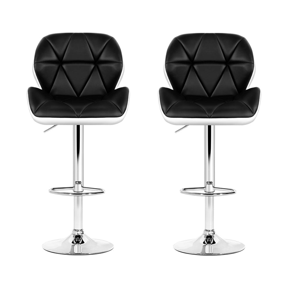 Artiss 2x Bar Stools Gas Lift Padded Leather Black & White BA-K-717A-BK-WHX2