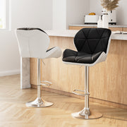 Artiss 2x Bar Stools Gas Lift Padded Leather Black & White BA-K-717A-BK-WHX2