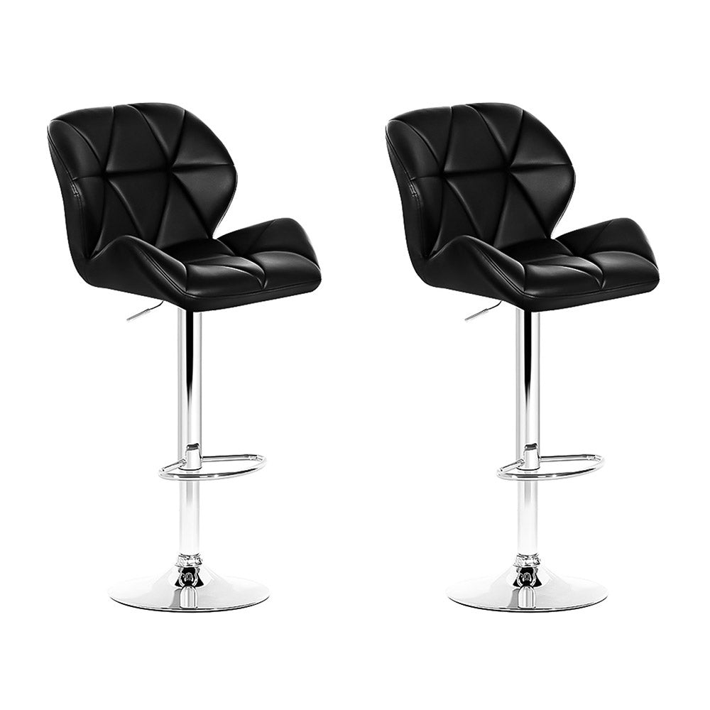 Artiss 2x Bar Stools Gas Lift Padded Leather Black BA-K-717A-BKX2