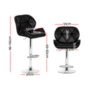 Artiss 2x Bar Stools Gas Lift Padded Leather Black BA-K-717A-BKX2