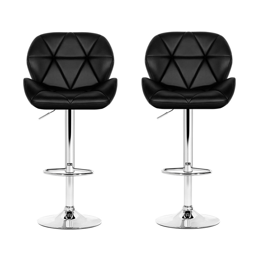 Artiss 2x Bar Stools Gas Lift Padded Leather Black BA-K-717A-BKX2