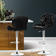 Artiss 2x Bar Stools Gas Lift Padded Leather Black BA-K-717A-BKX2