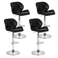 Artiss 4x Bar Stools Gas Lift Padded Leather Black BA-K-717A-BKX4