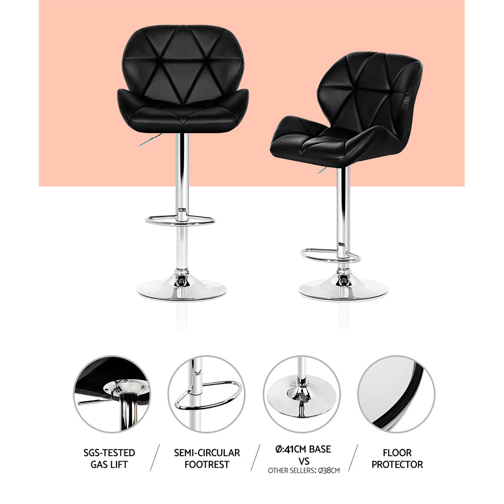 Artiss 4x Bar Stools Gas Lift Padded Leather Black BA-K-717A-BKX4