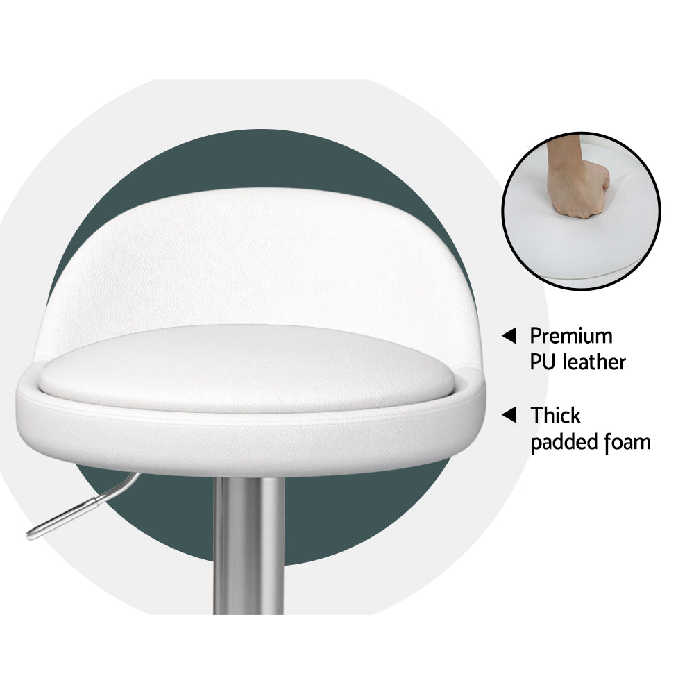 Artiss 4x Bar Stools PU Leather Gas Lift White BA-K-719-WH-X4