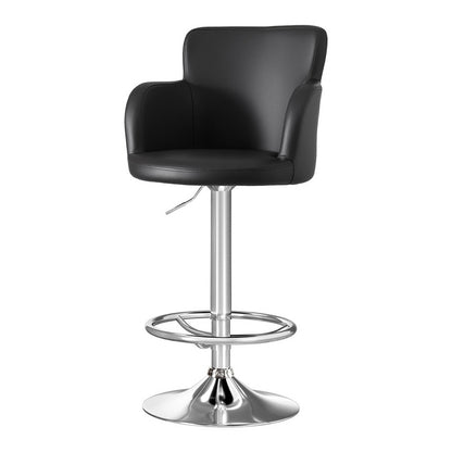 Artiss 1x Leather Bar Stools Swivel Adjustable Gas Lift PU Counter Chairs Black BA-K-7200-BK