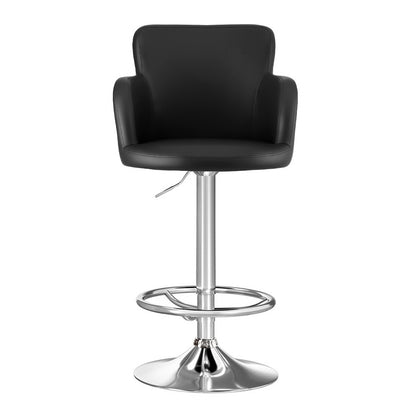 Artiss 1x Leather Bar Stools Swivel Adjustable Gas Lift PU Counter Chairs Black BA-K-7200-BK