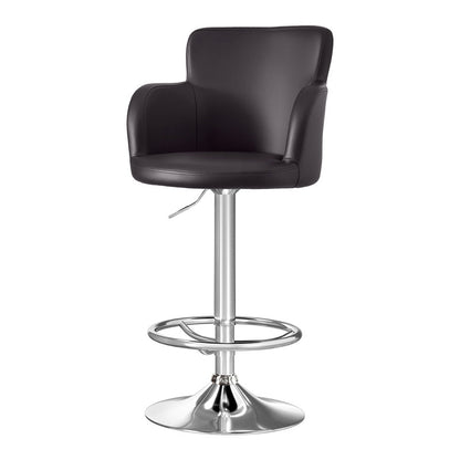 Artiss 1x Leather Bar Stools Swivel Adjustable Gas Lift PU Counter Chairs Brown BA-K-7200-BR