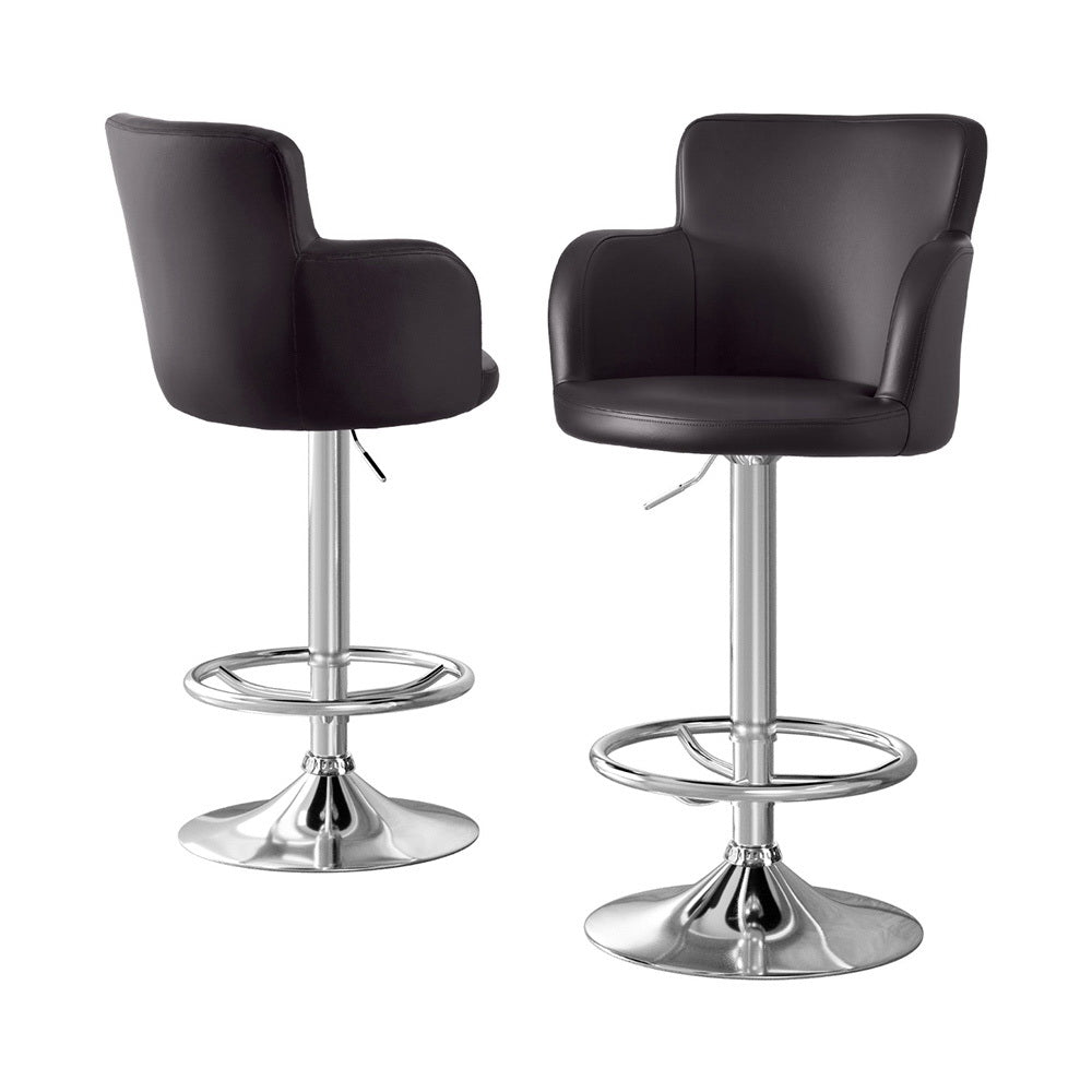 Artiss 2x Leather Bar Stools Swivel Adjustable Gas Lift PU Counter Chairs Brown BA-K-7200-BRX2