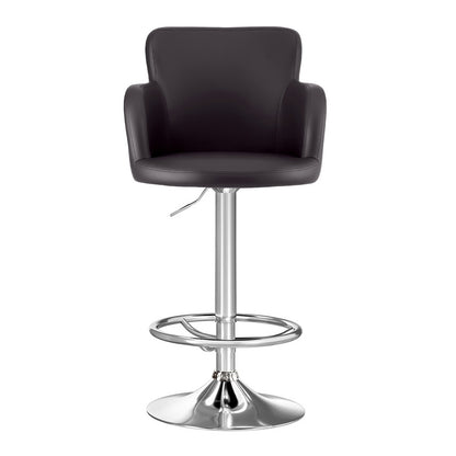 Artiss 2x Leather Bar Stools Swivel Adjustable Gas Lift PU Counter Chairs Brown BA-K-7200-BRX2