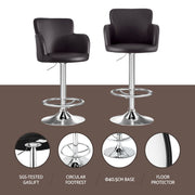 Artiss 4x Bar Stools Swivel Kitchen Chairs Gas Lift Adjustable PU Leather Brown BA-K-7200-BRX4