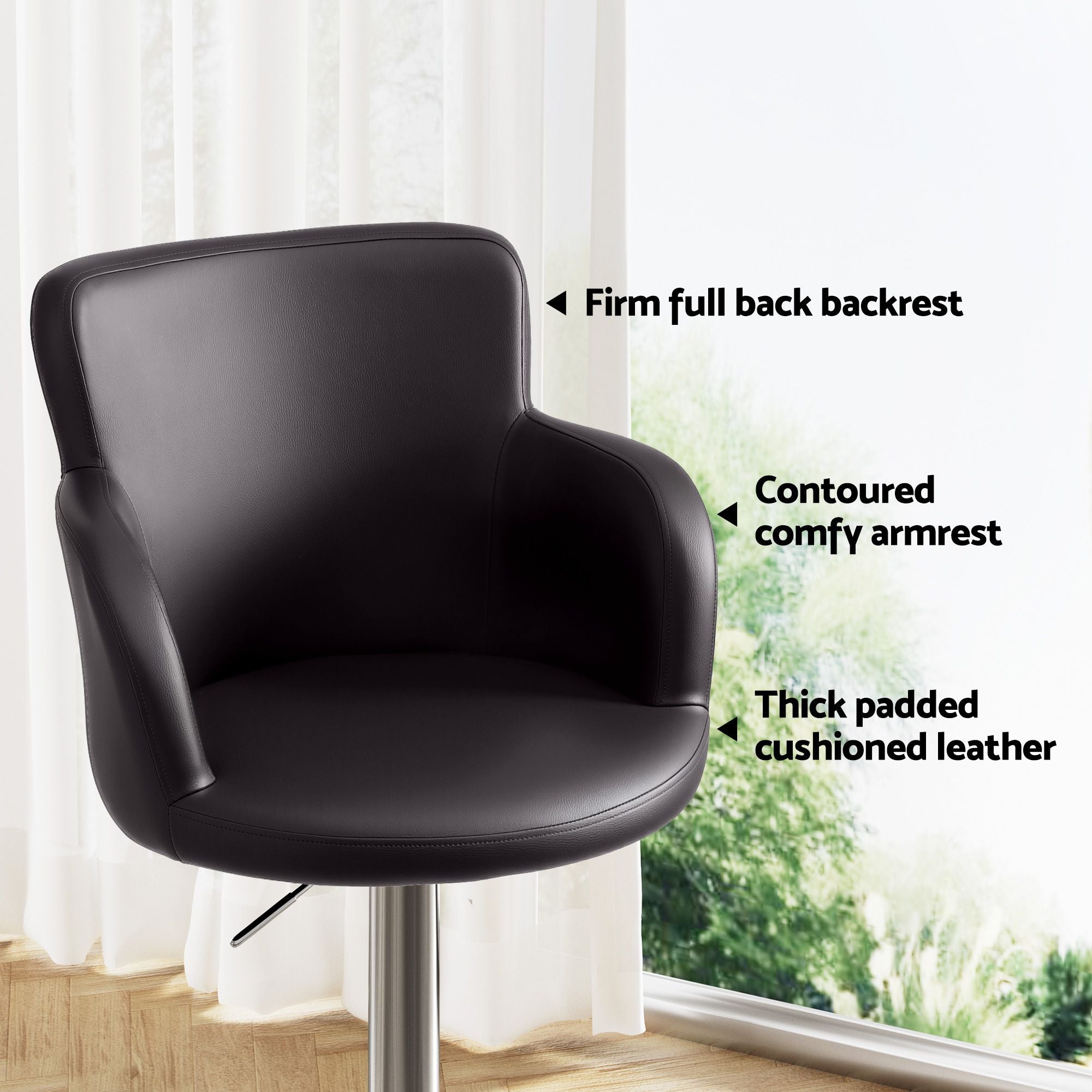 Artiss 4x Bar Stools Swivel Kitchen Chairs Gas Lift Adjustable PU Leather Brown BA-K-7200-BRX4