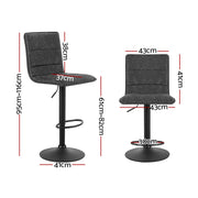 Artiss 2x Bar Stools Gas Lift Vintage Leather Grey BA-K-7231-GYX2