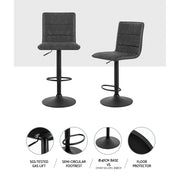 Artiss 2x Bar Stools Gas Lift Vintage Leather Grey BA-K-7231-GYX2