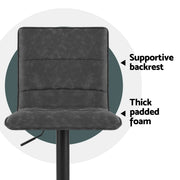 Artiss 4x Bar Stools Gas Lift Vintage Leather Grey BA-K-7231-GYX4