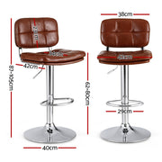 Artiss 2x Bar Stools Kitchen Swivel Gas Lift Counter Chair Tuft PU Leather Brown BA-K-778-BRX2