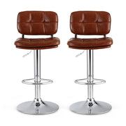 Artiss 2x Bar Stools Kitchen Swivel Gas Lift Counter Chair Tuft PU Leather Brown BA-K-778-BRX2