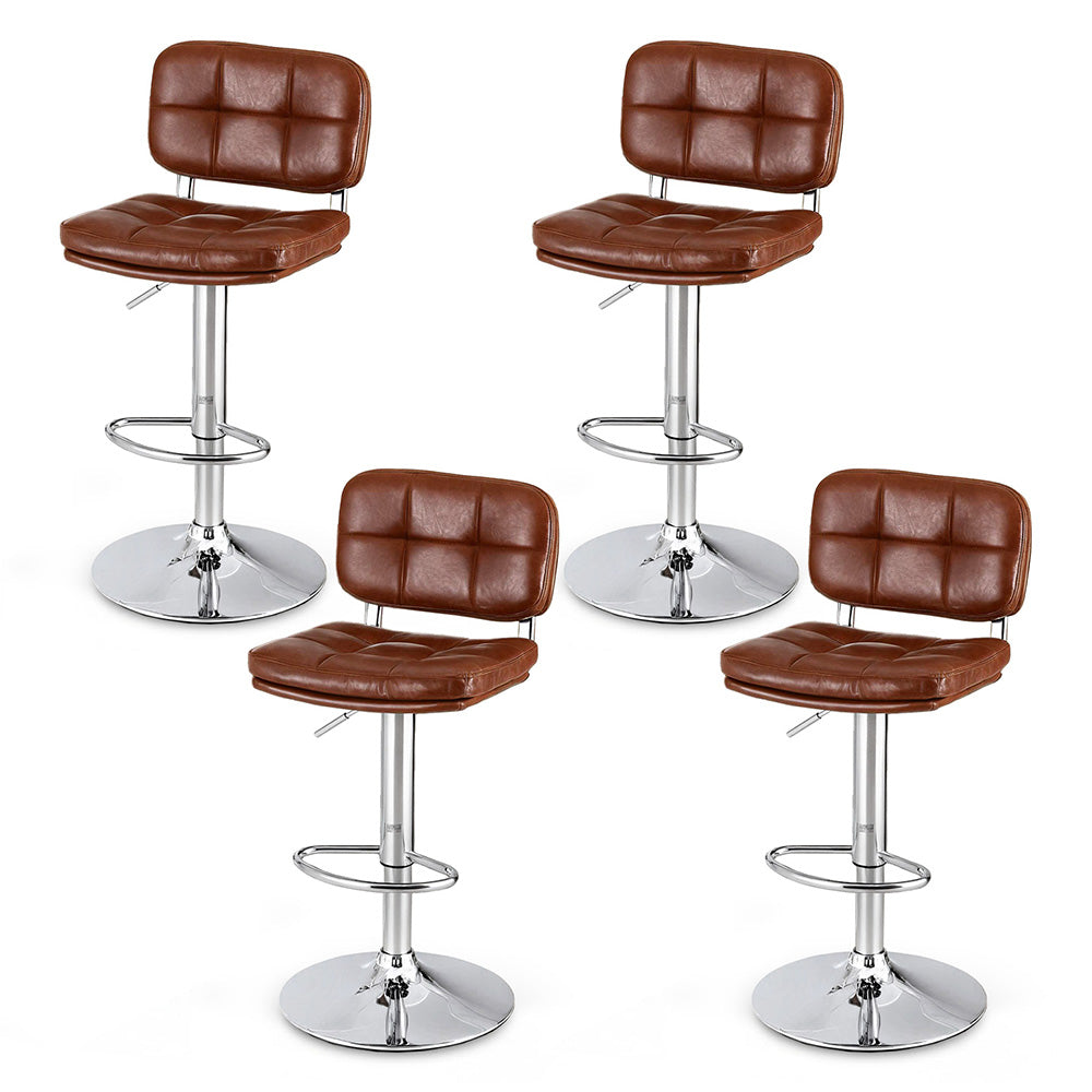 Artiss 4x Bar Stools Kitchen Swivel Gas Lift Counter Chair Tuft PU Leather Brown BA-K-778-BRX4