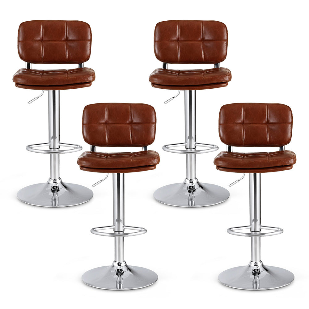 Artiss 4x Bar Stools Kitchen Swivel Gas Lift Counter Chair Tuft PU Leather Brown BA-K-778-BRX4