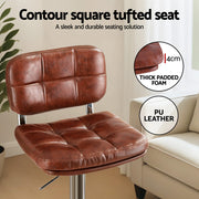 Artiss 4x Bar Stools Kitchen Swivel Gas Lift Counter Chair Tuft PU Leather Brown BA-K-778-BRX4