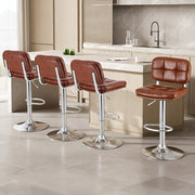 Artiss 4x Bar Stools Kitchen Swivel Gas Lift Counter Chair Tuft PU Leather Brown BA-K-778-BRX4