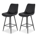 Artiss 2x Bar Stools Kitchen Dining Chair Counter Stool Diamond PU Leather Black BA-K-799-BKX2