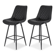 Artiss 2x Bar Stools Kitchen Dining Chair Counter Stool Diamond PU Leather Black BA-K-799-BKX2