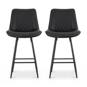 Artiss 2x Bar Stools Kitchen Dining Chair Counter Stool Diamond PU Leather Black BA-K-799-BKX2