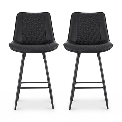 Artiss 2x Bar Stools Kitchen Dining Chair Counter Stool Diamond PU Leather Black BA-K-799-BKX2