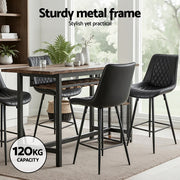 Artiss 2x Bar Stools Kitchen Dining Chair Counter Stool Diamond PU Leather Black BA-K-799-BKX2