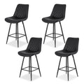 Artiss 4x Bar Stools Kitchen Dining Chair Counter Stool Diamond PU Leather Black BA-K-799-BKX4