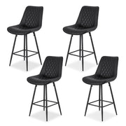 Artiss 4x Bar Stools Kitchen Dining Chair Counter Stool Diamond PU Leather Black BA-K-799-BKX4