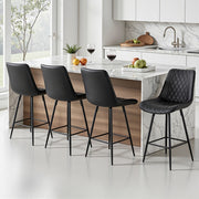 Artiss 4x Bar Stools Kitchen Dining Chair Counter Stool Diamond PU Leather Black BA-K-799-BKX4