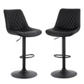 Artiss 2x Bar Stools Kitchen Swivel Gas Lift Counter Chair Diamond Leather Black BA-K-799G-BKX2