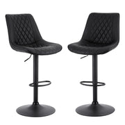 Artiss 2x Bar Stools Kitchen Swivel Gas Lift Counter Chair Diamond Leather Black BA-K-799G-BKX2