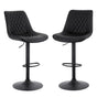 Artiss 2x Bar Stools Kitchen Swivel Gas Lift Counter Chair Diamond Leather Black BA-K-799G-BKX2
