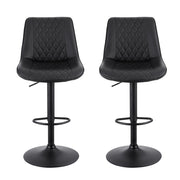 Artiss 2x Bar Stools Kitchen Swivel Gas Lift Counter Chair Diamond Leather Black BA-K-799G-BKX2