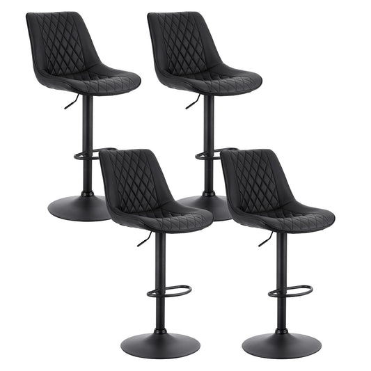 Artiss 4x Bar Stools Kitchen Swivel Gas Lift Counter Chair Diamond Leather Black BA-K-799G-BKX4