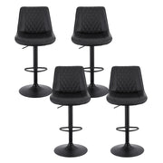 Artiss 4x Bar Stools Kitchen Swivel Gas Lift Counter Chair Diamond Leather Black BA-K-799G-BKX4